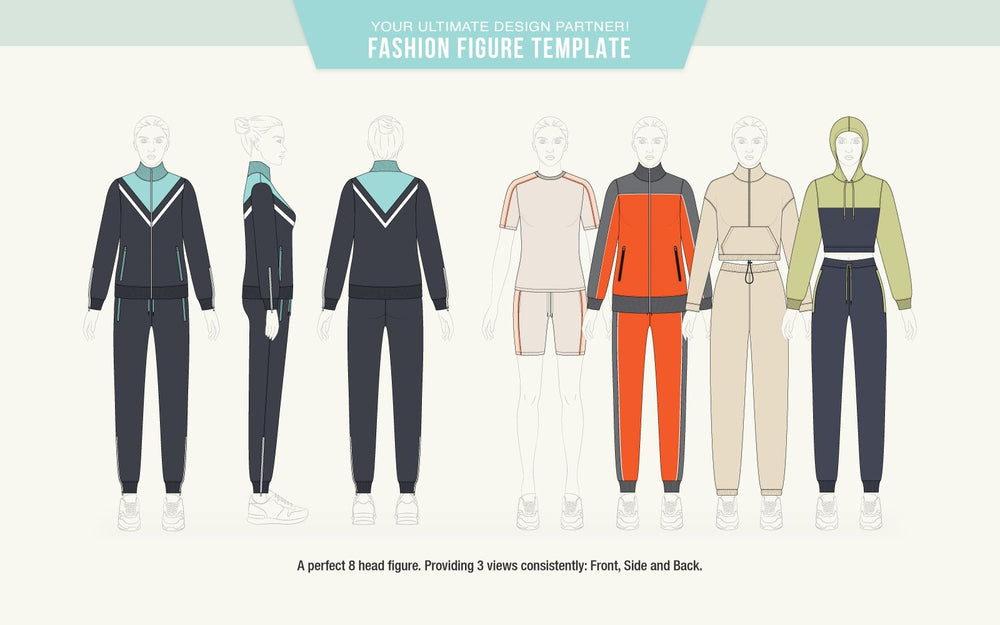 female fashion figure templates back