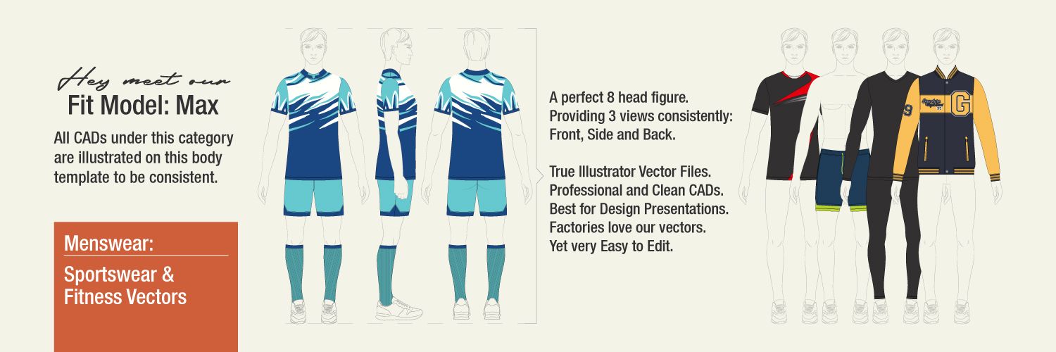 mens sportswear vector apparel template and fitness gym wear illustrator fashion flats