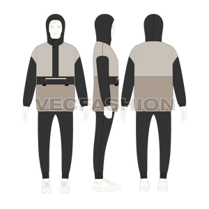 Men Windbreaker Jacket Flat Sketch - VecFashion