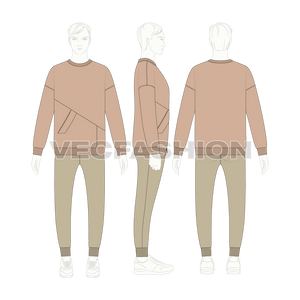 Men Oversized Sweater Flat Sketch - VecFashion