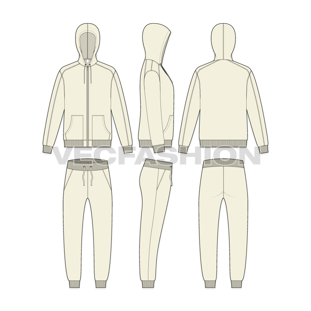 Mens Classic Running Tracksuit - VecFashion Templates