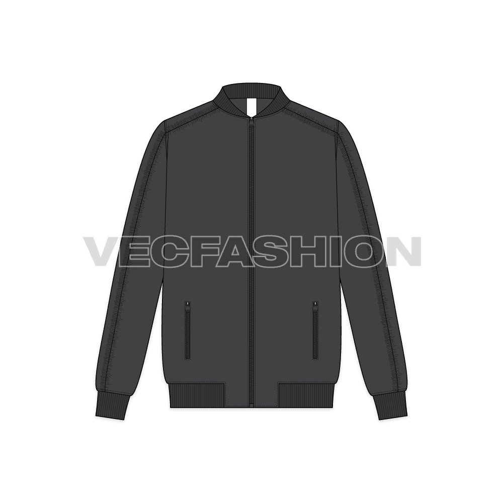 Mens Flight Jacket Fashion Flat Sketch - VecFashion Templates