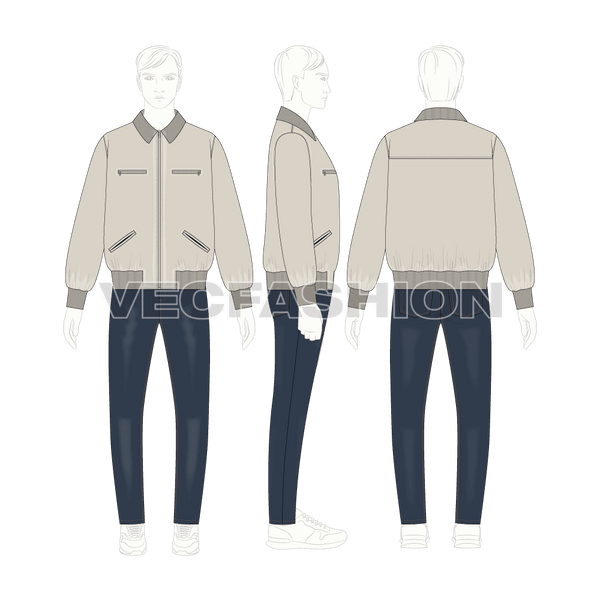 Mens Mechanic Jacket Flat Sketch - VecFashion