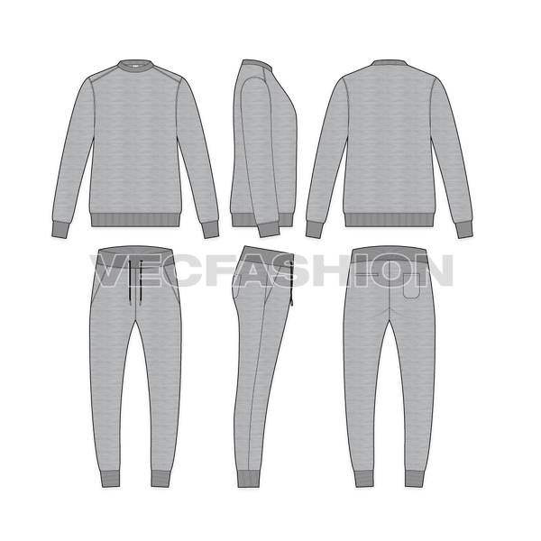 Mens Melange Fleece Sweatsuit - VecFashion