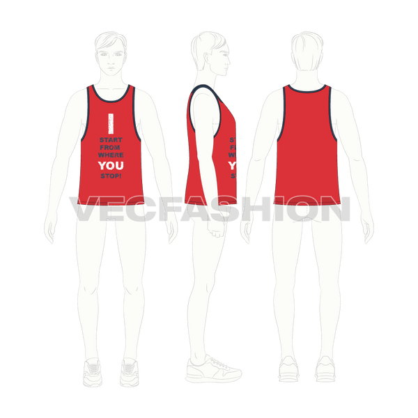 Mens black tank top template in three dimensions: front, side and back  view. Stock Vector by ©kololo15 273332190