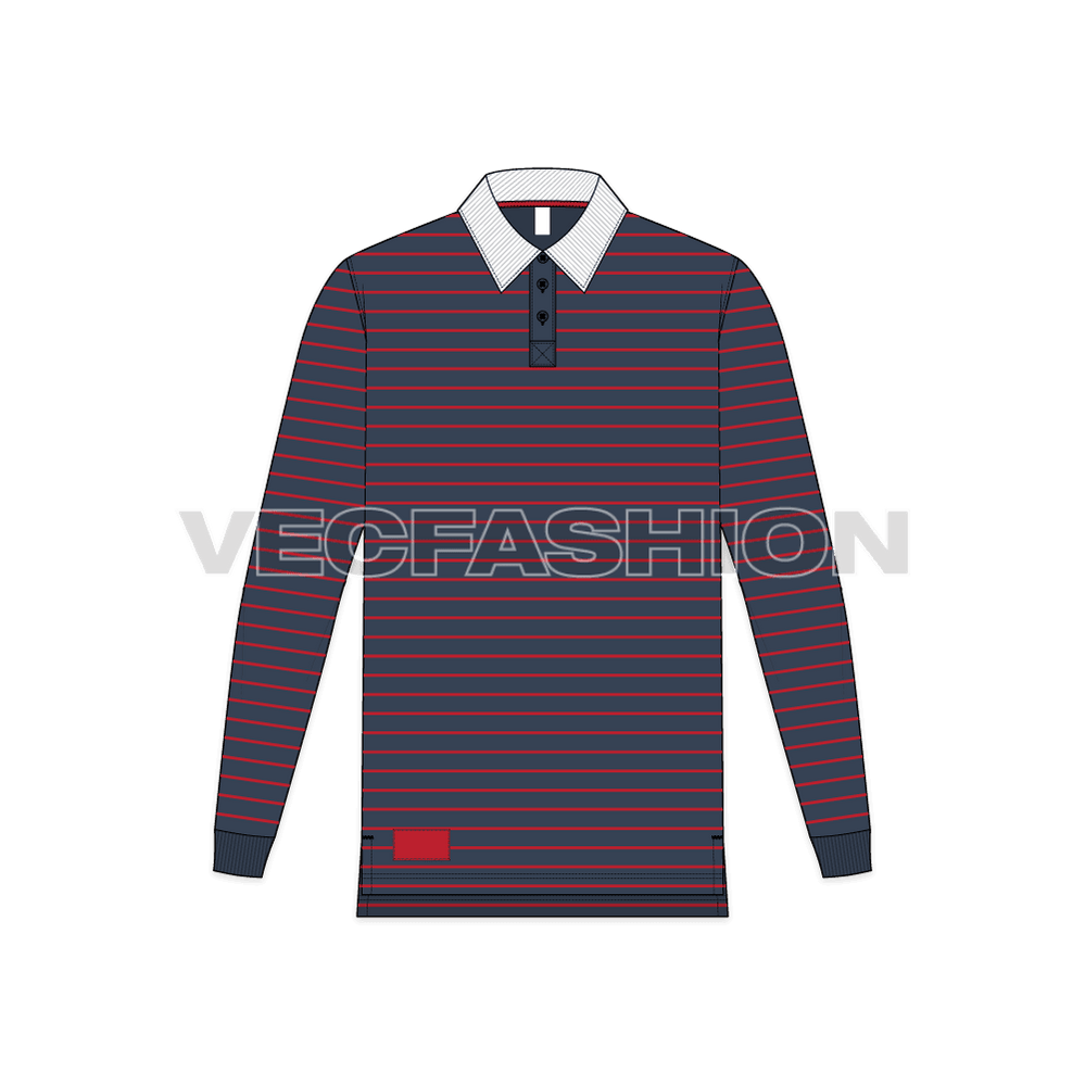 Mens Rugby Collar Shirt with Pin Stripes - VecFashion