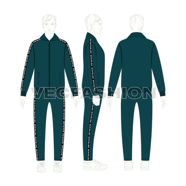 Mens Running Tracksuit - VecFashion Templates