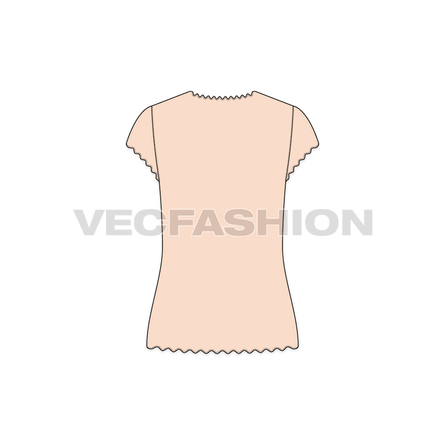 Women's Cap Sleeved Tee with Ruffles - VecFashion