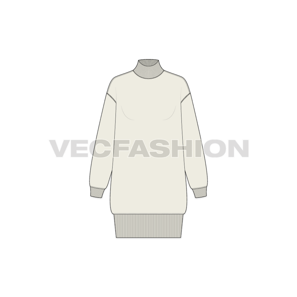 Women's Long Mock Neck Sweatshirt - VecFashion