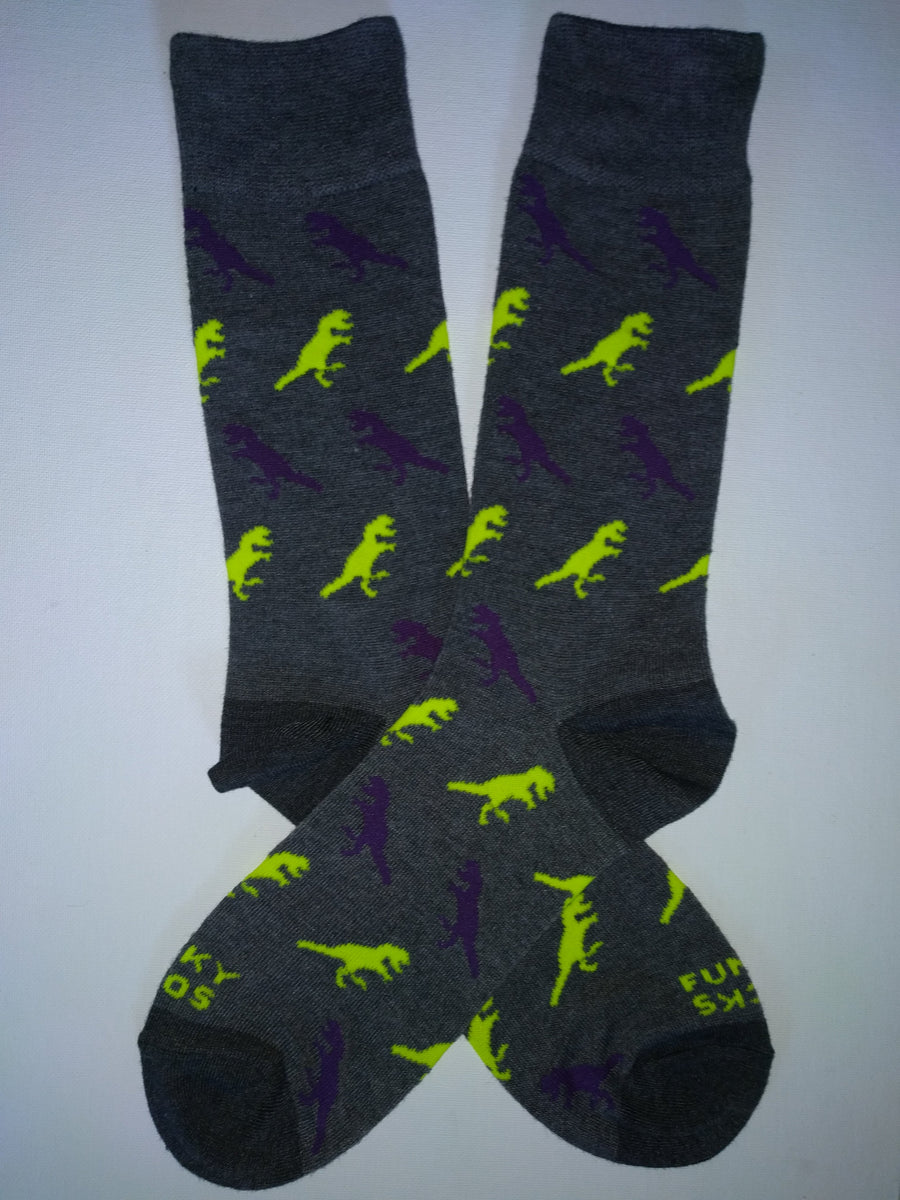 T-Rex Purple & Green Crew Socks – Socks & Souls