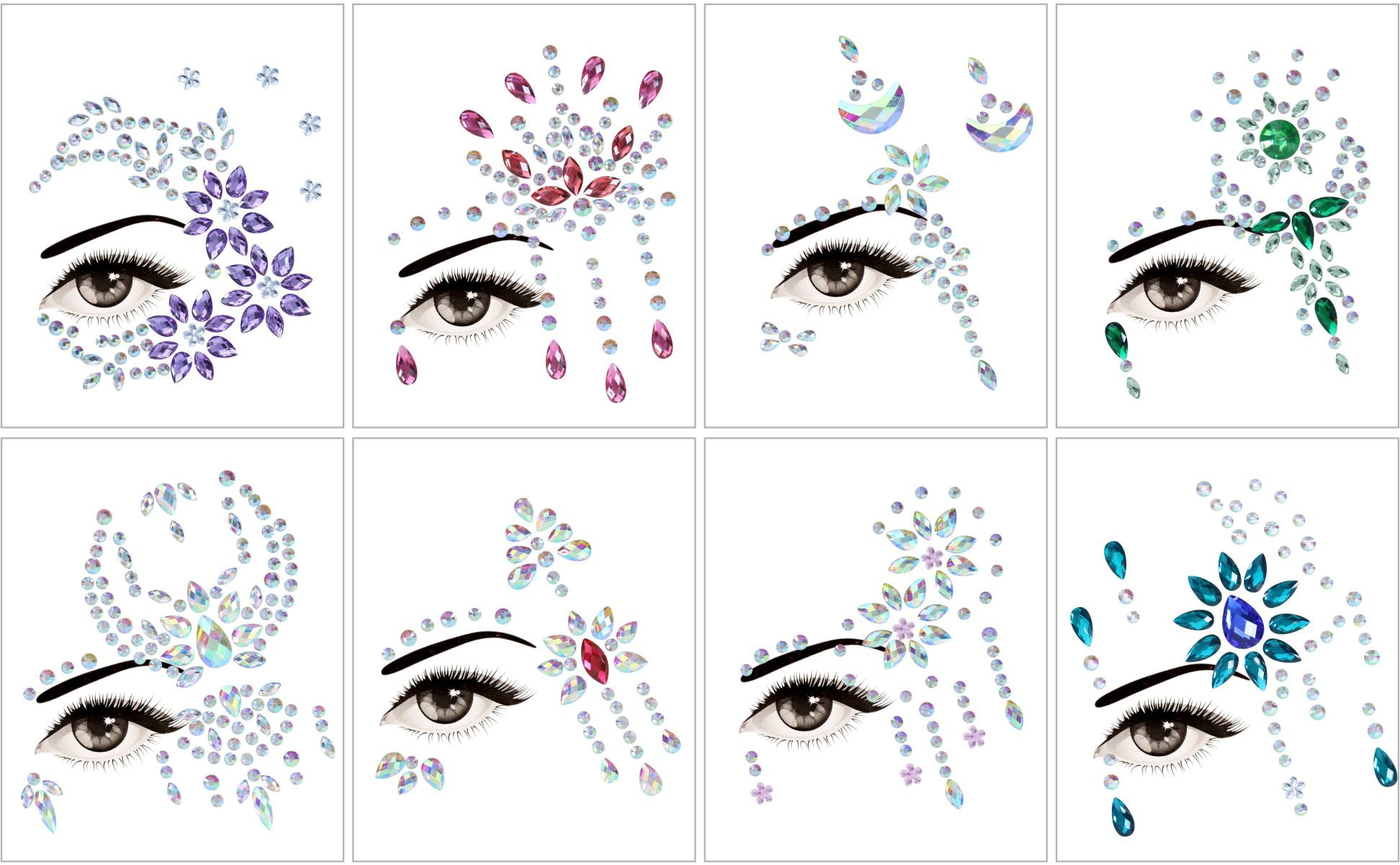 TOYMYTOY 5 Sheets Makeup Gems Shiny Face Jewels Eye Makeup Rhinestones for  Women