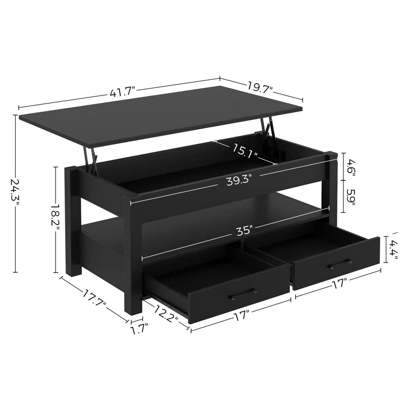 Eoghan Lift Top Coffee Table with 2 Drawers