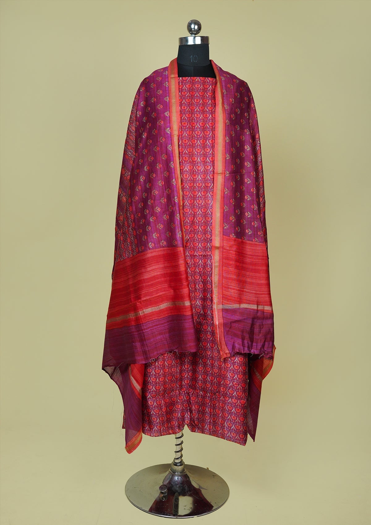 Buy Kishori Women's Printed Chanderi Silk Unstitched Salwar Suit Dress  Material 3 Piece Set (Pink) Online at Best Prices in India - JioMart.