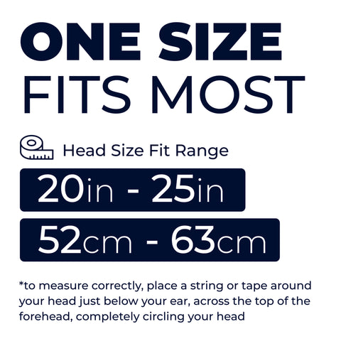 Size chart for AqtivAqua silicone swimming cap, detailing measurements and fit