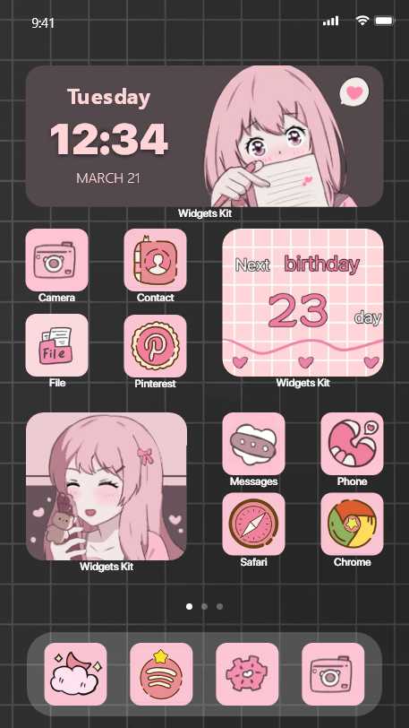 IOS 15 App Icons Pack Cute Kawaii Anime Pink Pastel Premium App Icons IOS  Homescreen Icons Icons Widgets iPhone Icon Pack anime icon for ios
