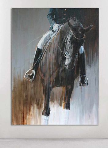contemporary horse portrait painting of modern dressage horse