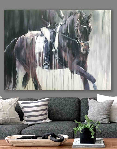 custom equine portrait abstract realism style of modern dressage horse