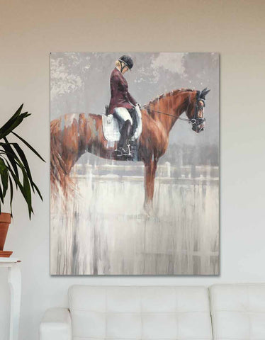 dressage horse art commission in modern abstract acrylic on canvas