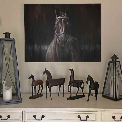 horse head portrait painting in modern abstract on large canvas 