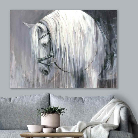 paintings of grey horses by contemporary equine artist