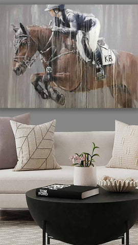 showjumper abstract oil painting in modern abstract wall art