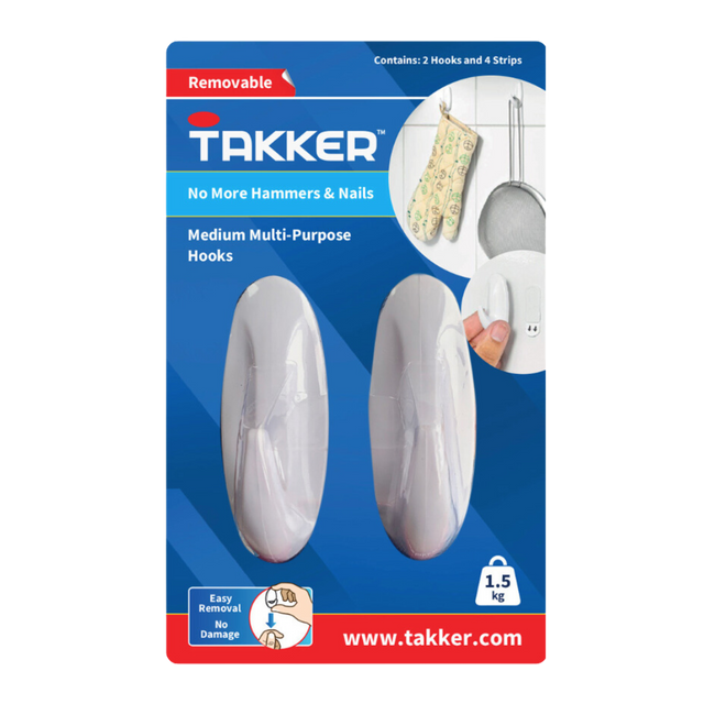 TAKKER™ Easy Stick – No Damage MULTI-PURPOSE HOOKS (Small) – Takker