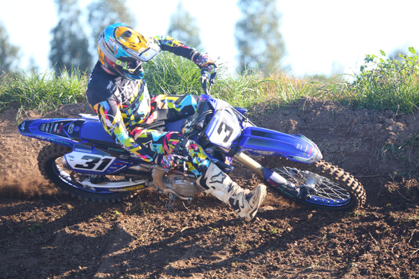 Motocross bike cornering