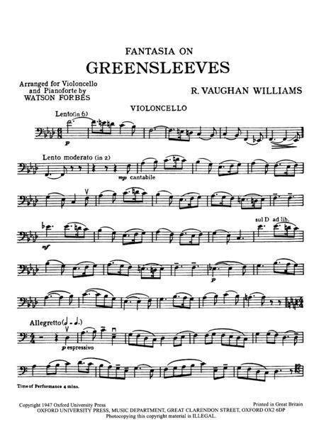 Fantasia On Greensleeves Violin Sheet Music / Vaughan Williams Fantasia On Greensleeves Cello: Sheet ... : Download the official licensed arrangements of all your favorite songs.