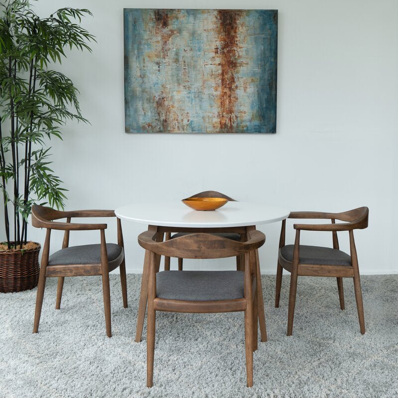 Fiona Dining set with 4 Mabel Dining Chairs, Mid in Mod