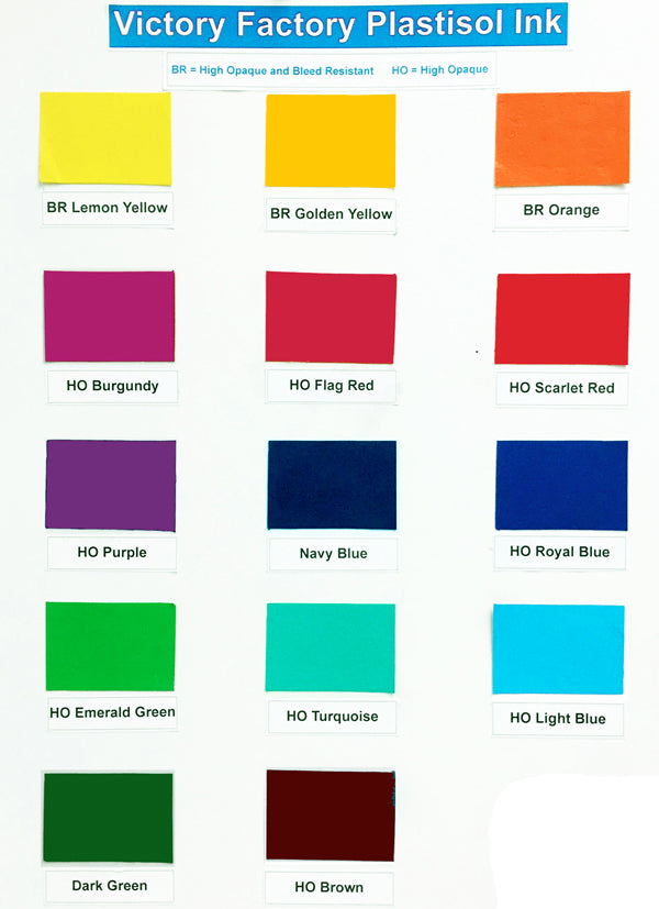 Victory Factory Ink color chart