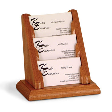 Acrylic 3-Slot Business Card Holder with Snap Base