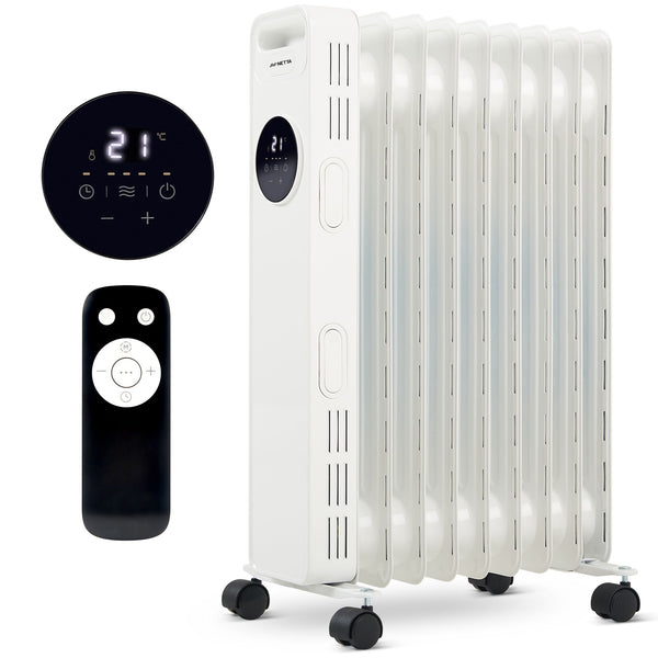 JUNG Electric Heater with Thermostat, Oil Radiator 500 Watt Energy Saving  Mobile Electric Heater for Rooms up to 15 m², Electric Heater Mobile with 5