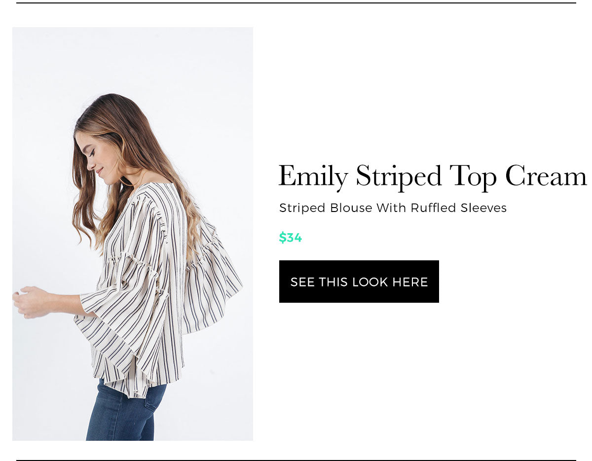 Emily Striped Top in Cream