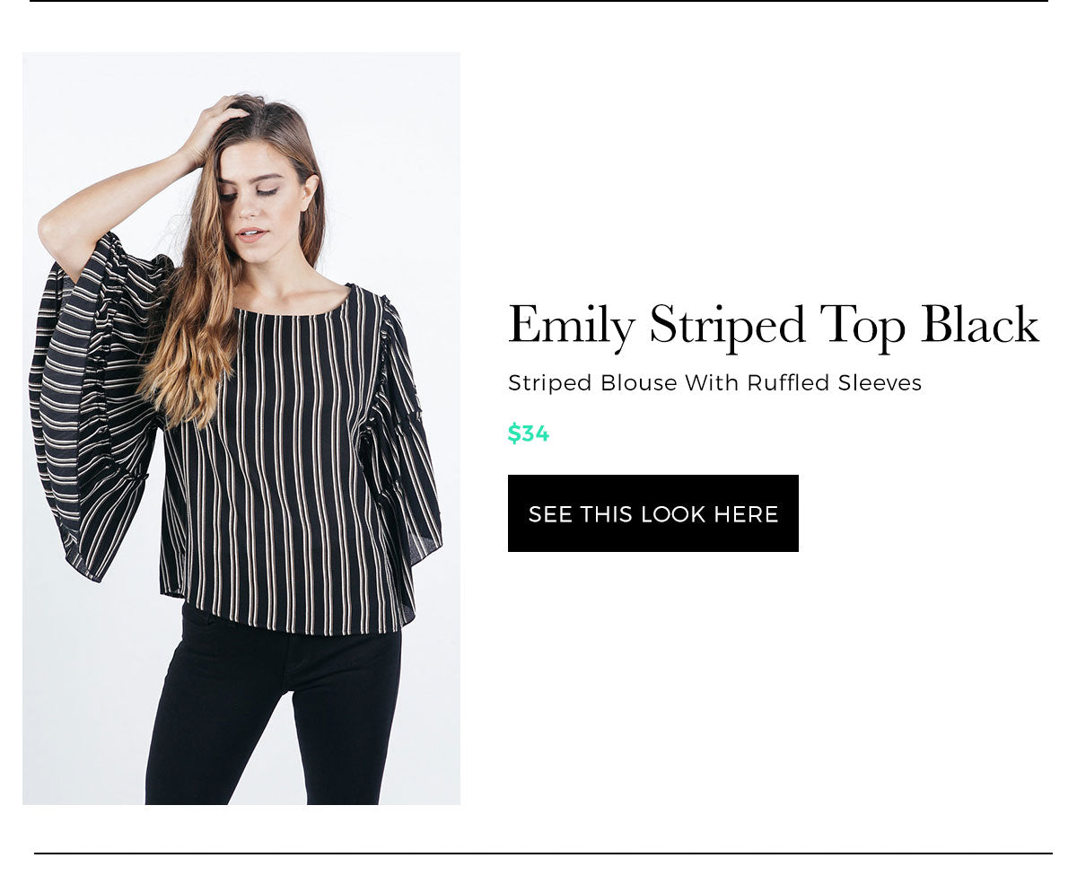 Emily Striped Top in Black