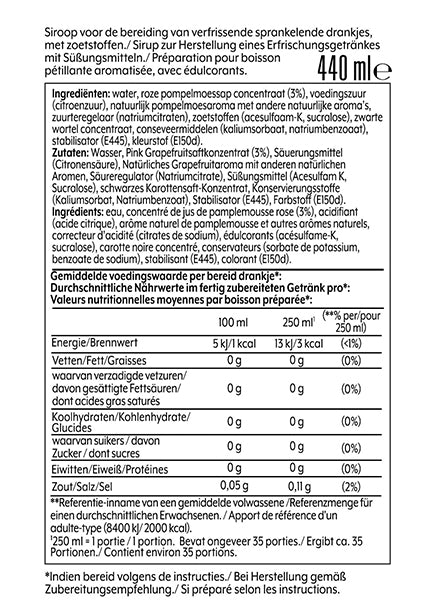 Voedingswaarde informatie