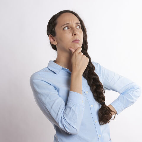 Woman with questioning expression on her face