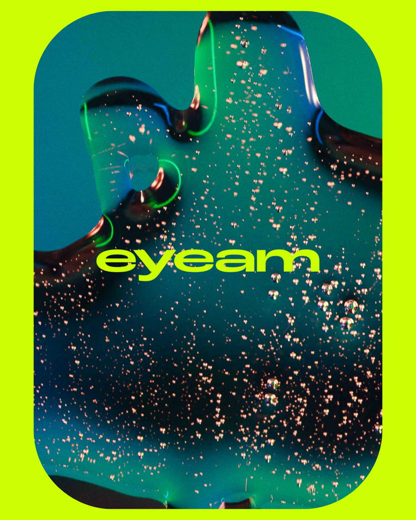 eyeam logo on green and blue.
