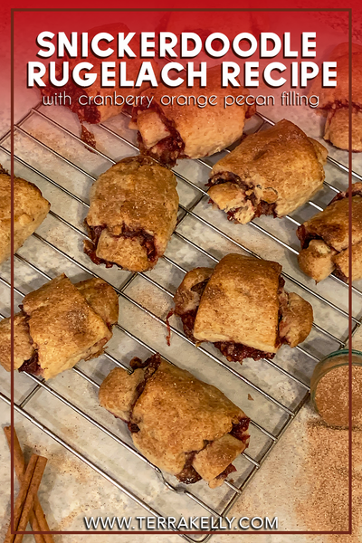 Snickerdoodle Rugelach with Cranberry Orange Pecan Filling Blog by Terra Kelly