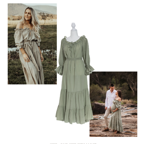 Melissa Larson Photography Perth - Maternity Dress Hire - GOLDIE MAXI - SAGE