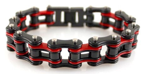 red and black bike chain