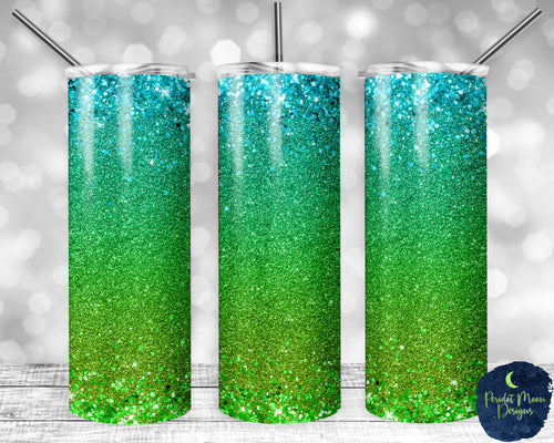 Sparkling Green Glitter Ombre Tumbler Wrap,green Sublimation Design, 20 Oz  Skinny Tumbler,digital Download, Gradient Tumbler PNG Sublimate 