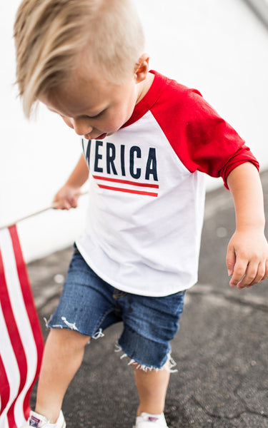 Kids White America Baseball Tee 