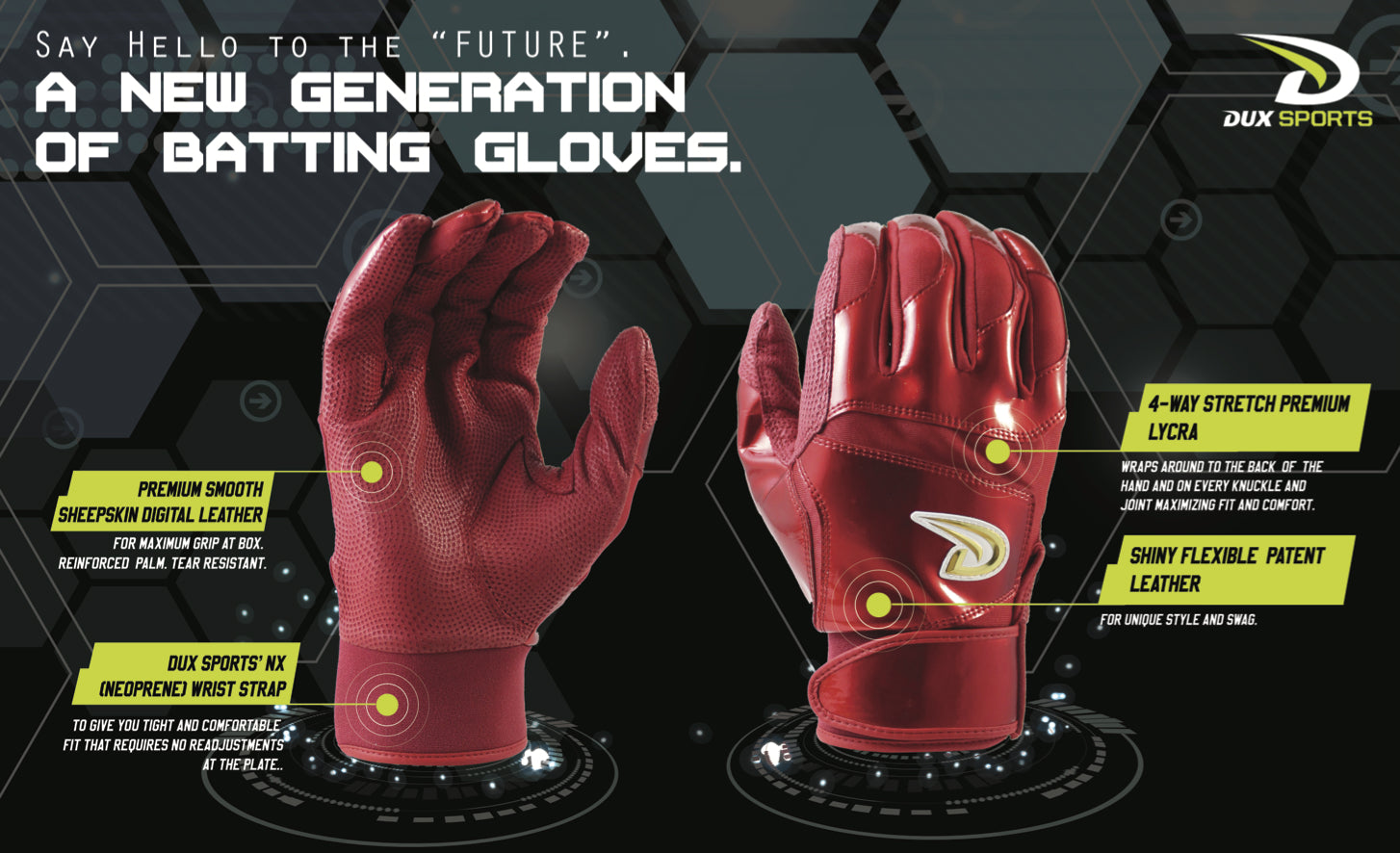 Dux Sports Best Batting Gloves for baseball Future collection