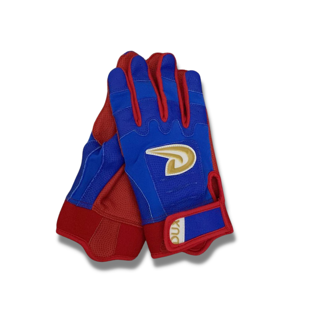 red and blue batting gloves