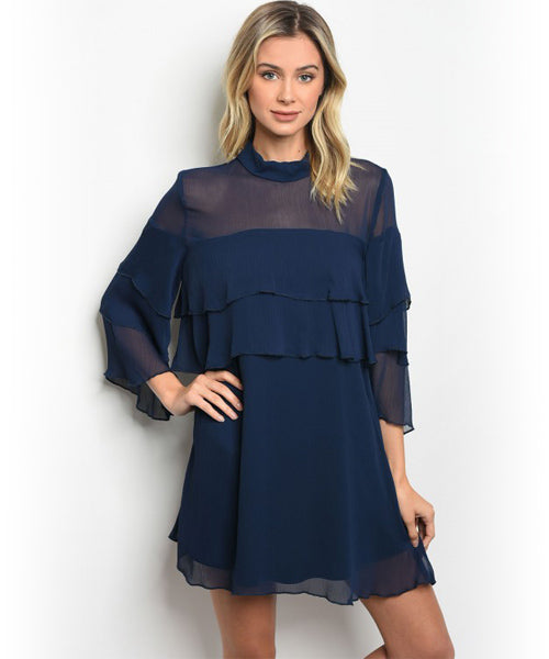 navy blue sheer dress