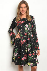 floral bell sleeve dress