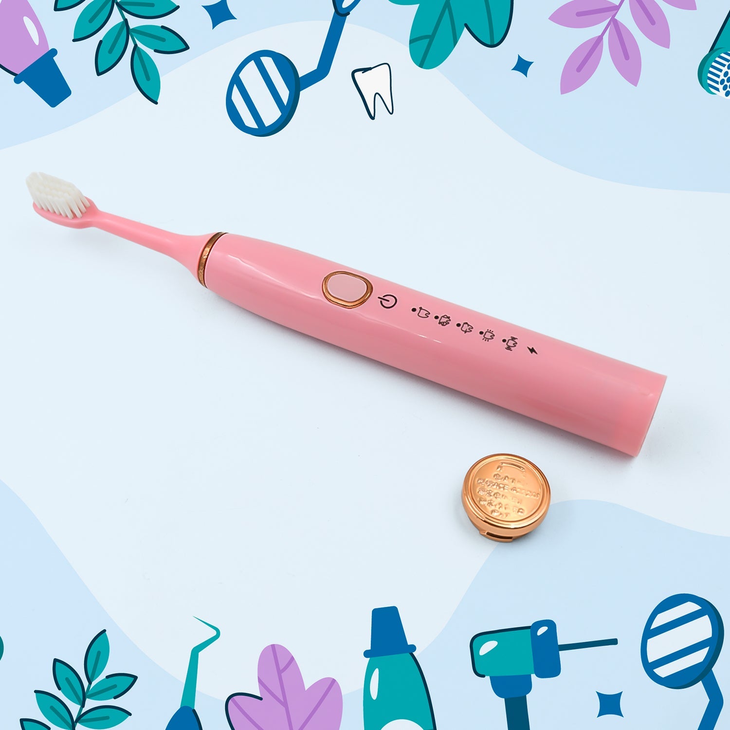 Adult Waterproof Electric Toothbrush with Extra 4 Toothbrush Head (1 Pc / USB Charging Operated / Mix Colour) - Image 3