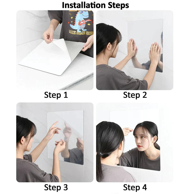 10PC BIG SQUARE ADHESIVE-BATHROOM-MIRROR-WALL - Image 5