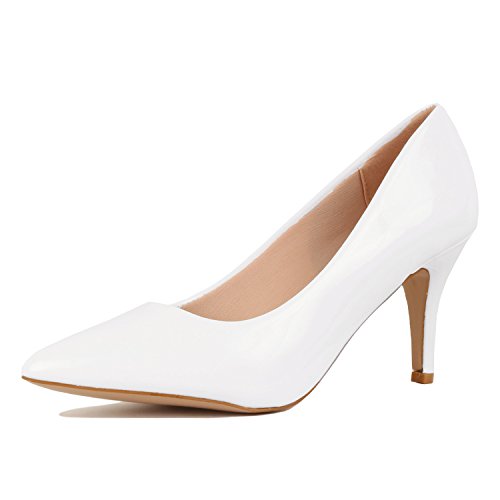 womens white low heel dress shoes