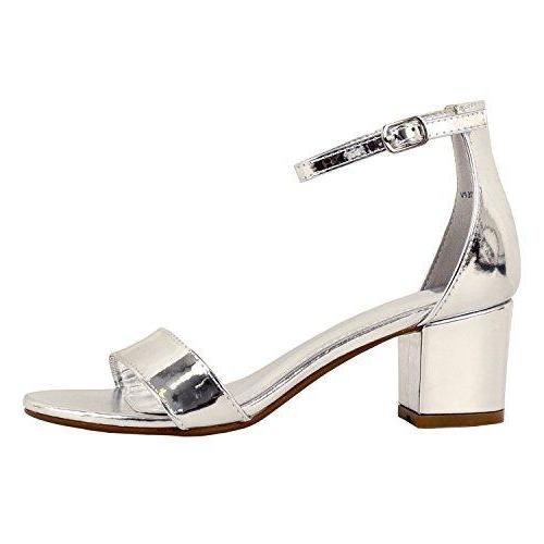 silver low chunky heel